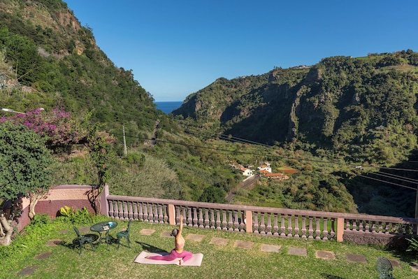 view from the garden and balcony