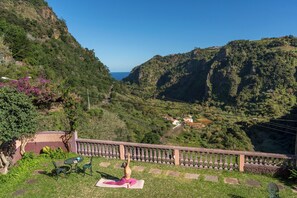 view from the garden and balcony