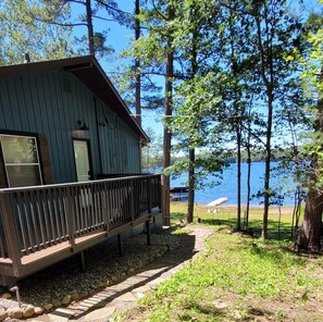 Upper level of cottage facing lake