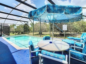 A view of private swimming pool patio.