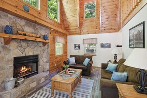 Cozy up by the fireplace