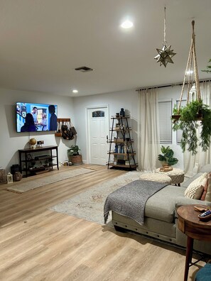 Cozy family room with Smart TV