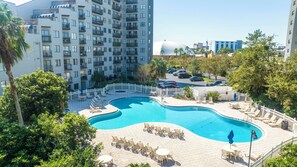 Outdoor pool, with chairs and parasols available to guests at no additional cost