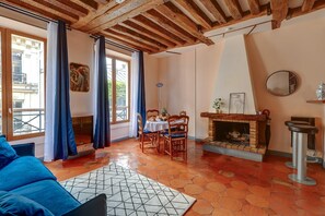 The open-plan living and dining area