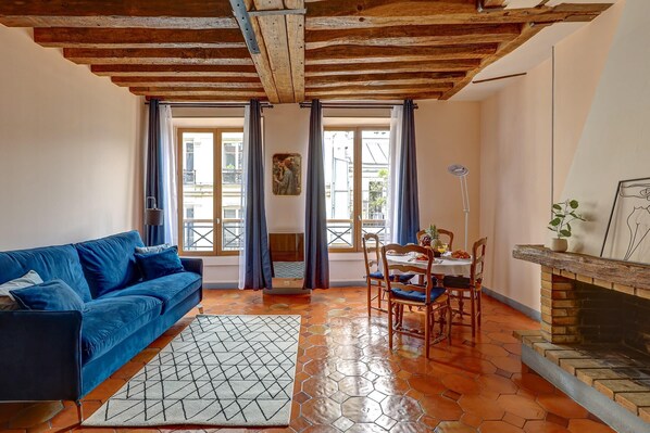 The open-plan living and dining area
