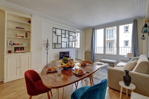 The open-plan living and dining area