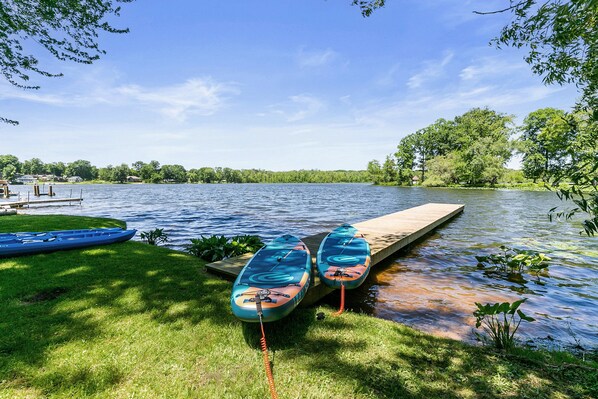 Private dock right in your backyard with amazing views of the lake