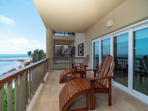 Relaxing balcony overlooking the ocean