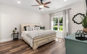 Get a good nights' rest on the king size bed in the master bedroom.