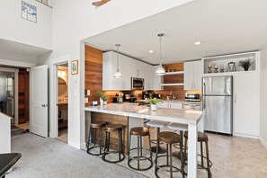 Kitchen island with bar seating for 7