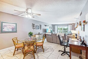 Dining area with a dedicated workspace for remote work