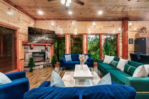 New, comfortable furniture for you to enjoy - 65” TV and electric fireplace.