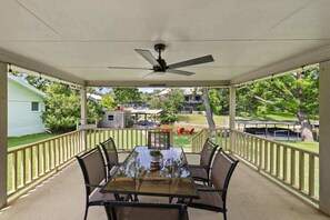 Cozy patio with comfortable seating and a peaceful atmosphere, perfect for morning coffee or evening relaxation.