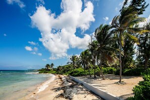 The villa includes this private beach lot with seaside hammock. 
