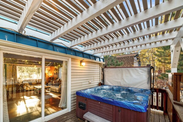 Any time of day is a good time to jump in the hot tub.