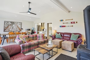 The open layout seamlessly connects to the kitchen.