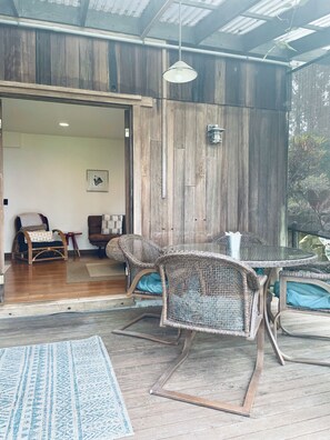 Dining is alfresco on your covered lanai