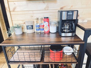 Fully stocked coffee bar