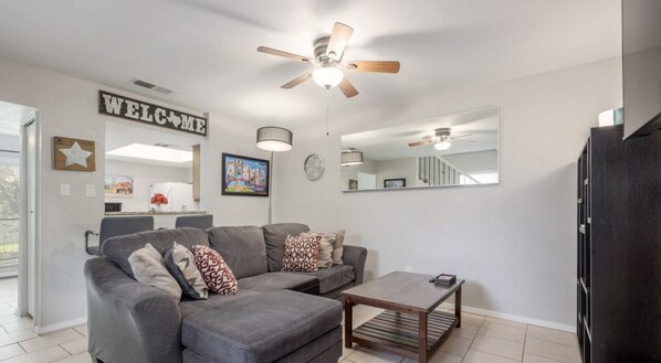 Cozy living room with smart tv