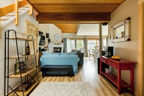 The entrance opens up to the living and dining areas