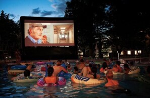 Summer time pool + movie fun (heated pool open June-Sept)