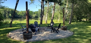 Fire Pit with Hanging Lights