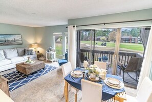 Living room and dining area