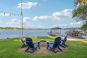 sit fireside and enjoy the wide open water view