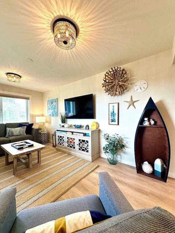 The living room to relax and watch TV or read a book.