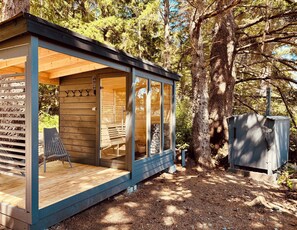 Sauna and outdoor shower
