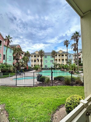 Pool and hot tub is just steps away. Very family friendly!
