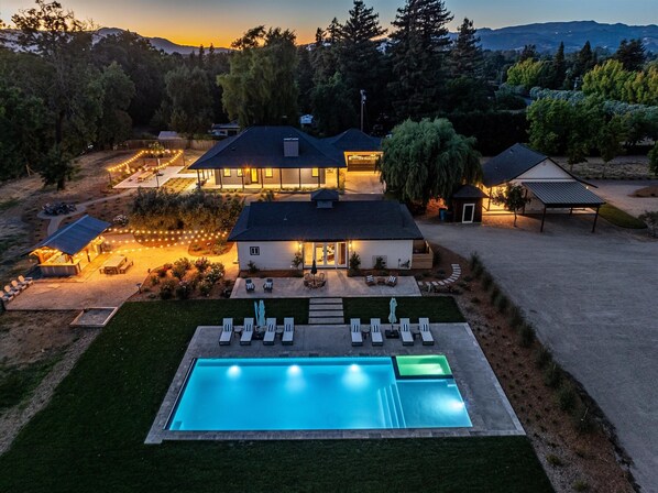 Sunset Aerial of Property