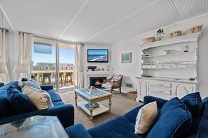 Enjoy the fireplace and cozy up next to it during the cold winter days