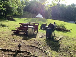 Outside cooking station.