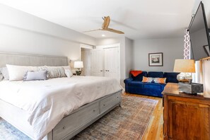The King bedroom includes a 2nd TV and a Full sleeper sofa.