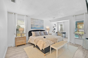 Tranquil master bedroom retreat with a King bed and designated workspace