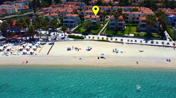 Beachfront villa with beautiful garden full of  palm trees
