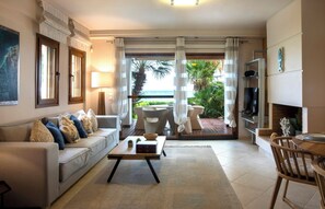 Great view of the beach directly from the living room and the porch