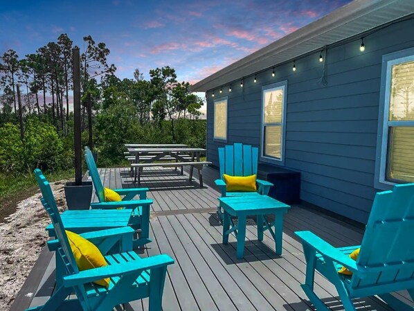 Relax and dine on the furnished deck
