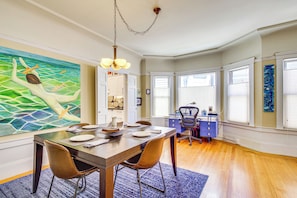 Dining Area | Single-Story Condo | In-Unit Laundry | Self Check-In