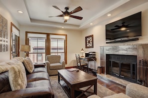 Warm your toes by the fireplace.