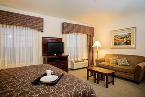 Relax on the comfy bed after a day outside.