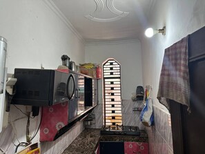 kitchen , gas stove, microwave