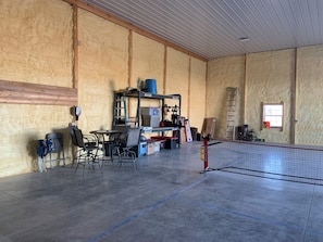 Indoor pickleball court in the shop.