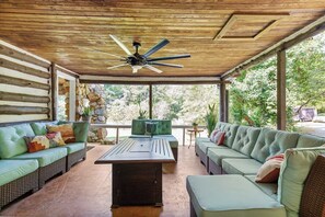 Porch with gas fireplace