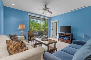 Relax and unwind in the comfortable living space with Smart TV.  One of the couches opens to a bed for additional sleeping space.  