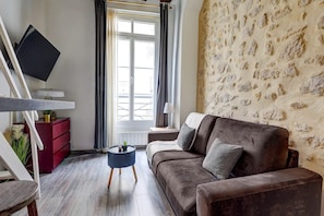 The open-plan living area
