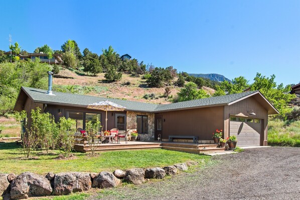 Sunny, quiet Basalt home with large porch and views of Mt. Sopris and the Elk Mountains.