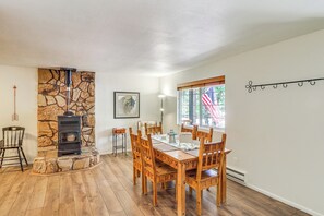 Dining Area | Pellet Stove | Free WiFi | Single-Story Cabin