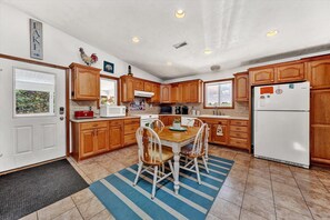 Enjoy casual dining that overlooks the kitchen.